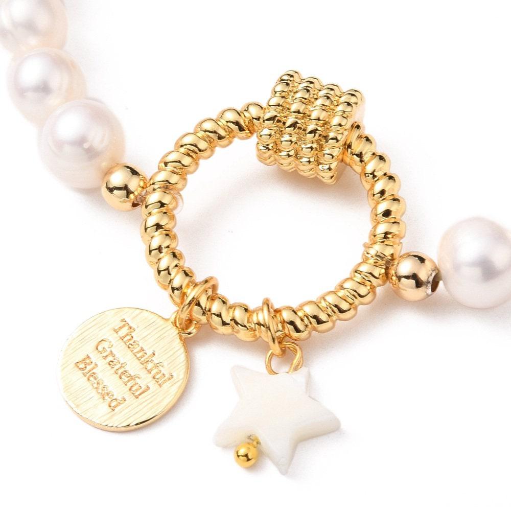 Gingerlily Accessoires G4105 bracelet perles naturelles doré 50 mm