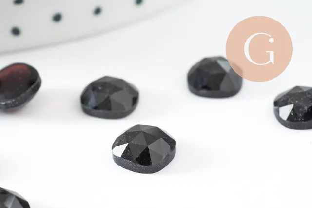 Gingerlily Pierres cabochon carré obsidienne naturelle 8x8mm x1