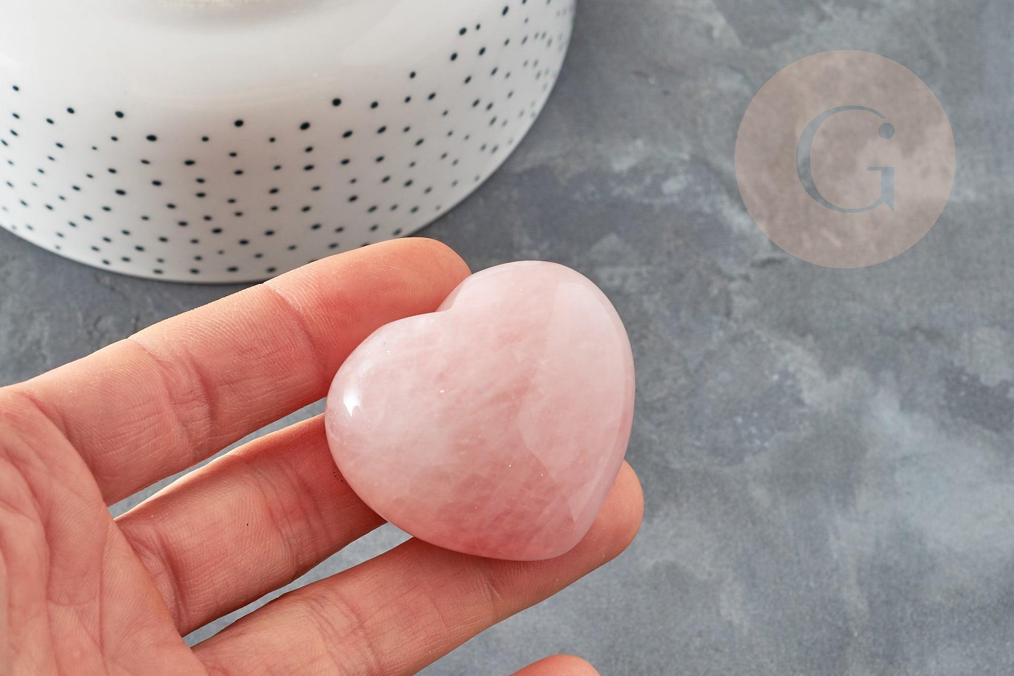 Gingerlily Pierres coeur quartz rose naturel 45 mm x1