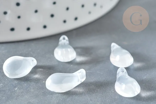 Gingerlily Perles goutte cristal blanc 15mm x50