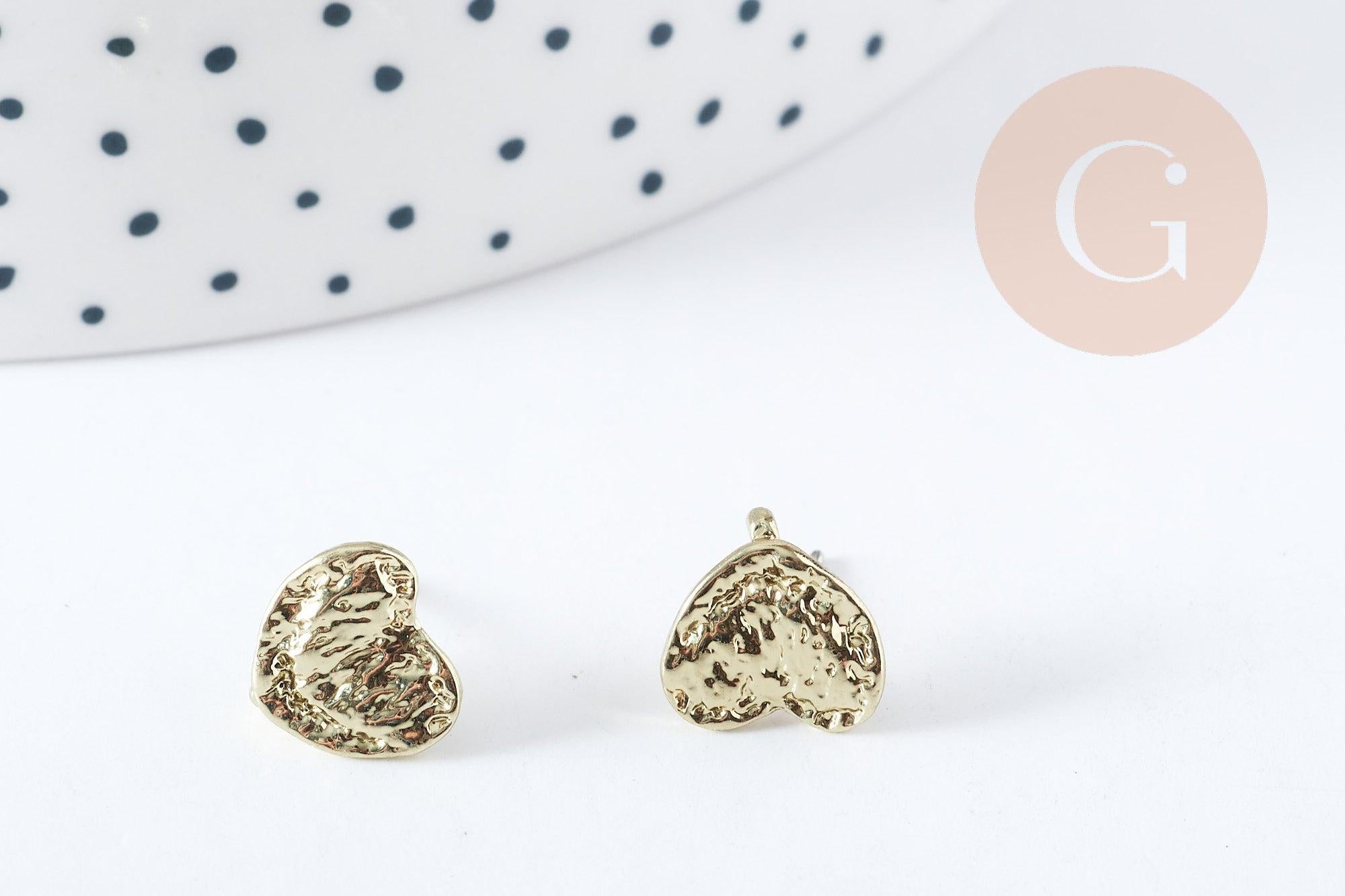 Gingerlily Apprêts G8888 support puces cœur zamac doré 10mm