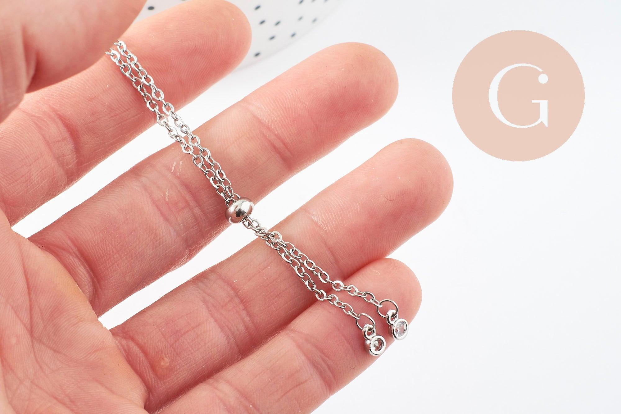 Gingerlily G10230 base bracelet acier zircon 26,6cm