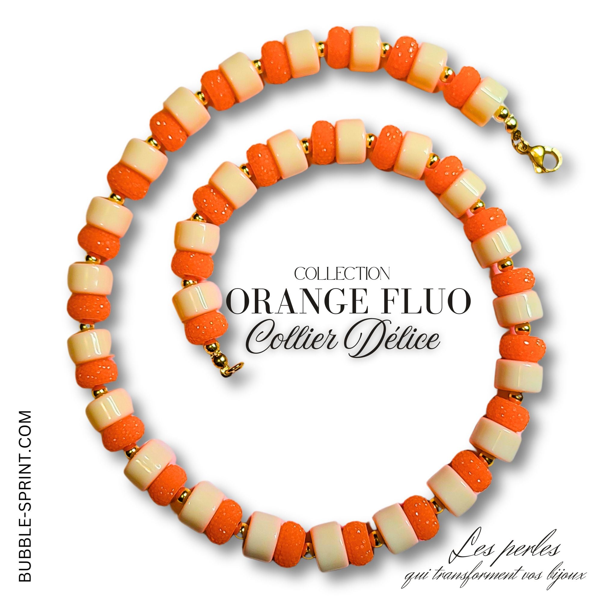 ARTSHOP Délice collier acrylique Orange Fluo kit 48 cm