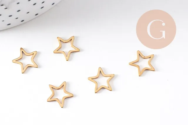 Gingerlily Connecteur étoile acier doré 12mm x5 G10511