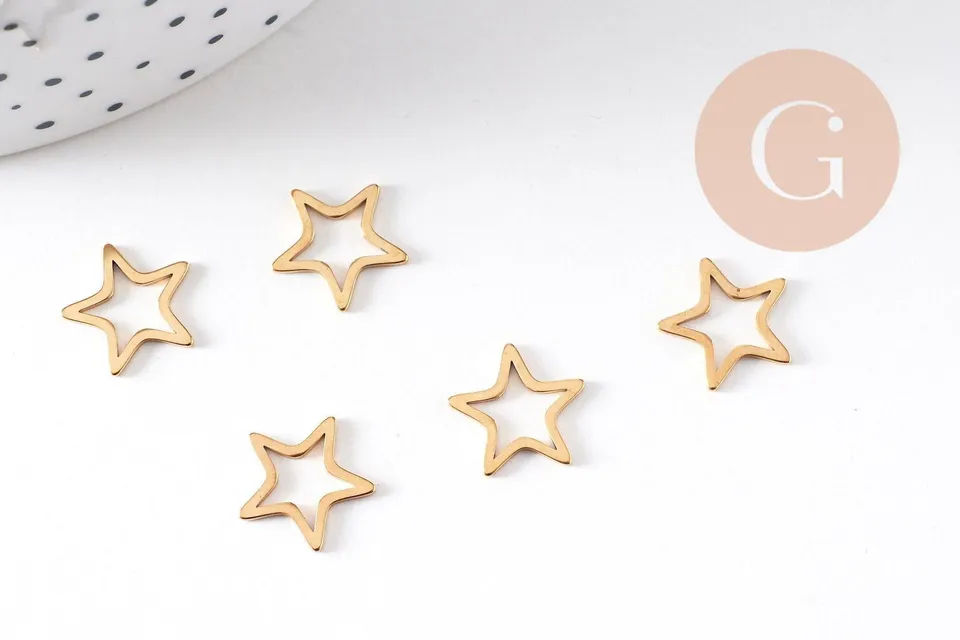 Gingerlily Connecteur étoile acier doré 12mm x5 G10511
