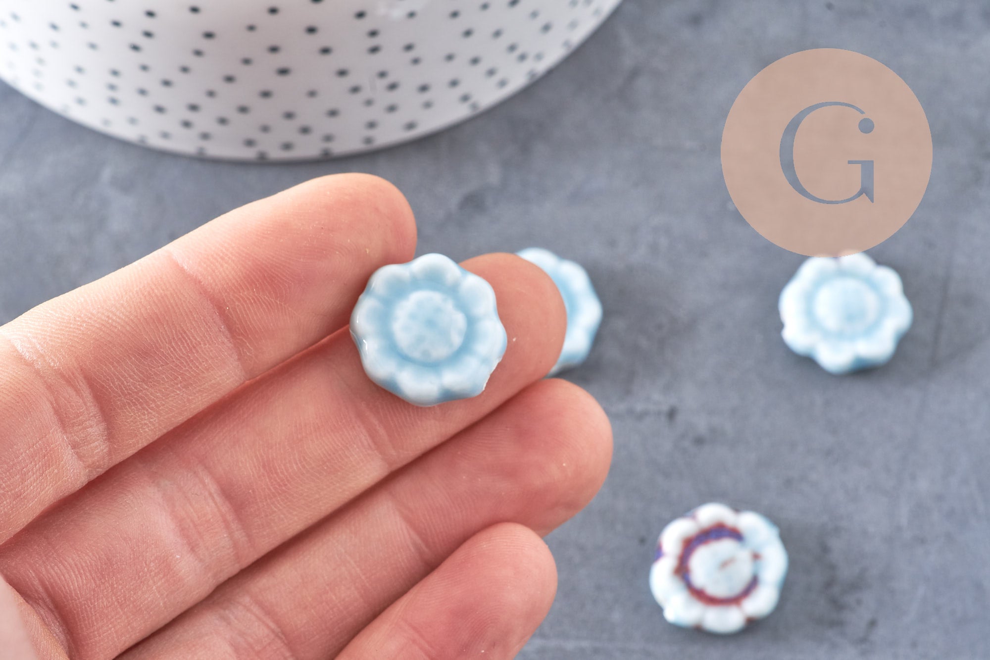 Gingerlily Fleur G10810 perle porcelaine bleu clair 17mm x5