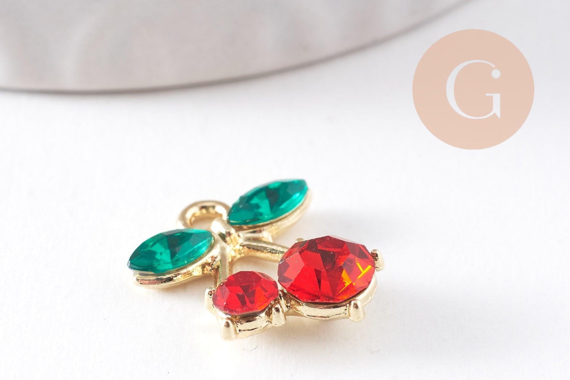 Gingerlily G10391 breloque cerise zircons doré x2