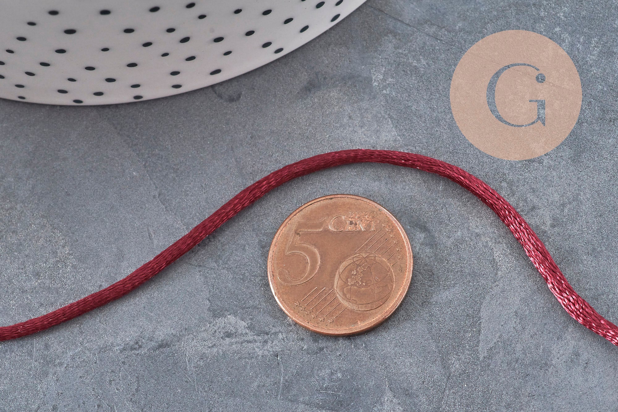 Gingerlily Cordon queue de rat bordeaux 2mm 5m satiné