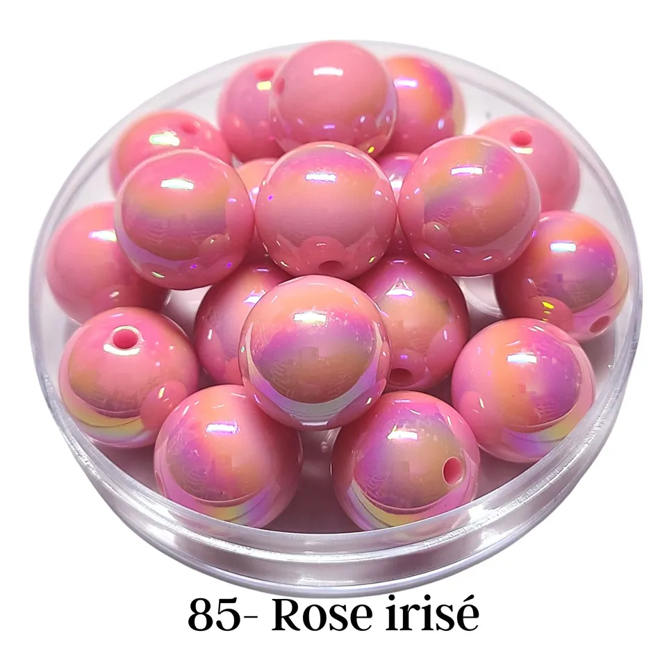ARTSHOP Boules 20MM Perle Acrylique Rose Irisé Brillante