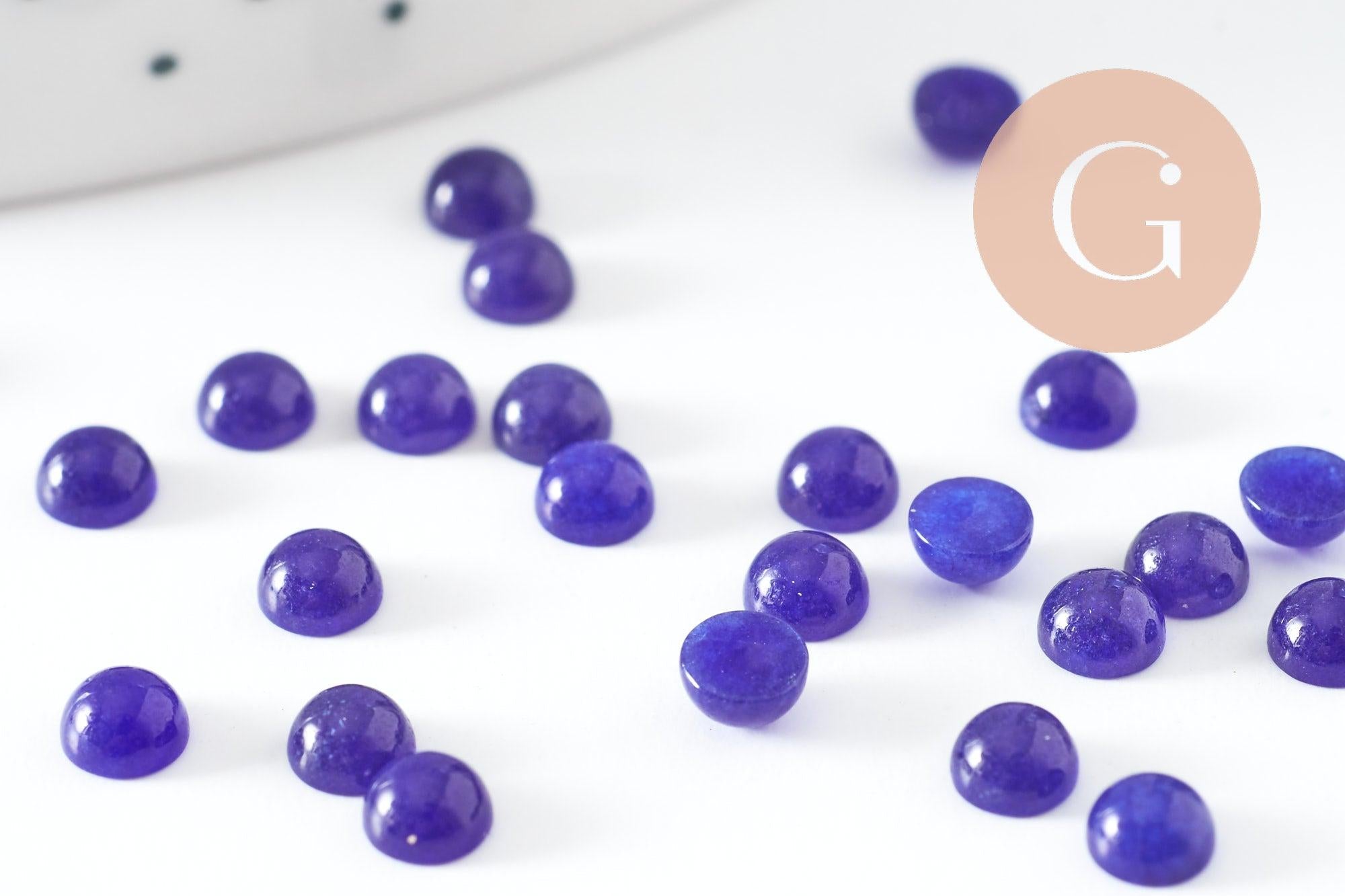 Gingerlily Pierres cabochon rond jade bleu 4mm à coller G9966