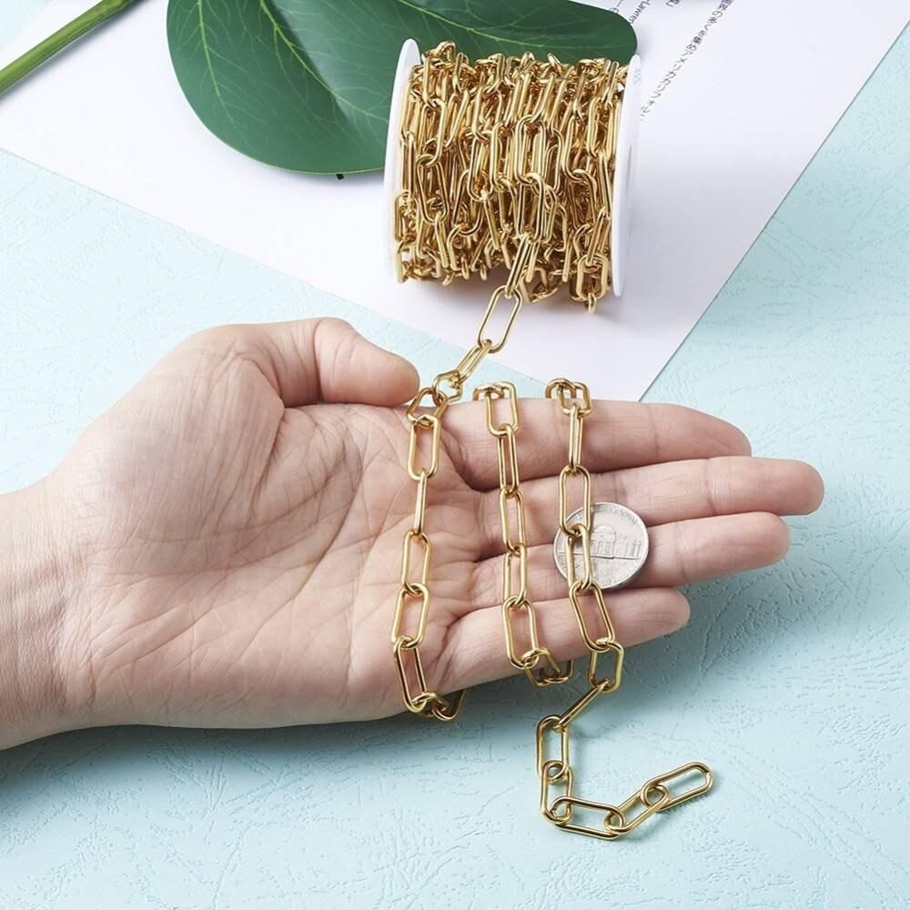 Gingerlily Chaînes G2408 chaîne acier doré 1 m 17x7mm