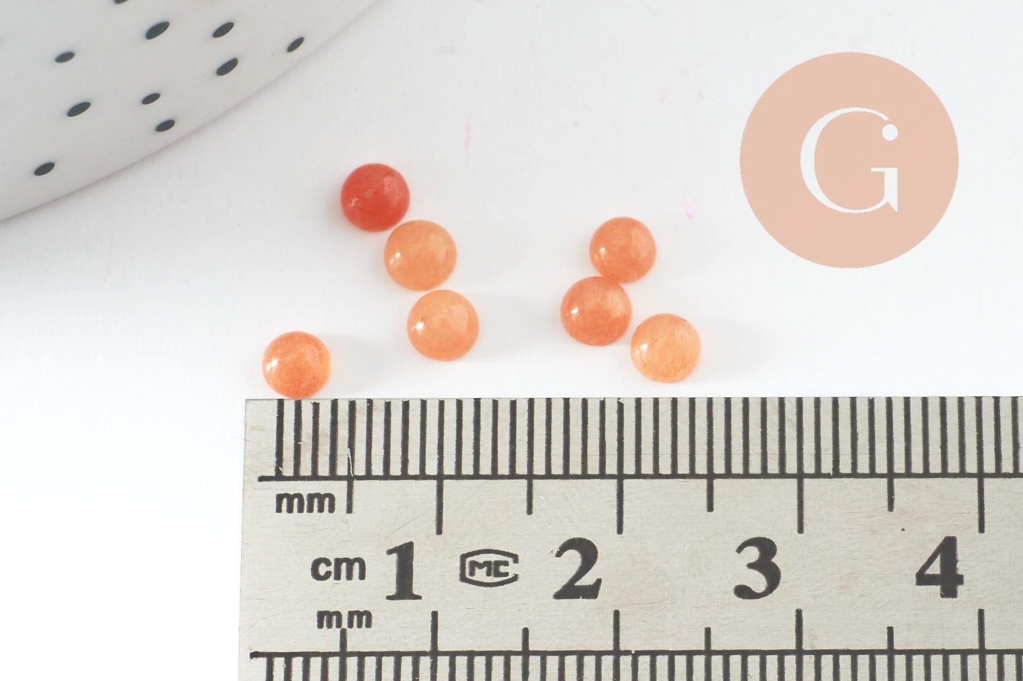 Gingerlily Cabochon jade orange rond 4mm pierre naturelle x1