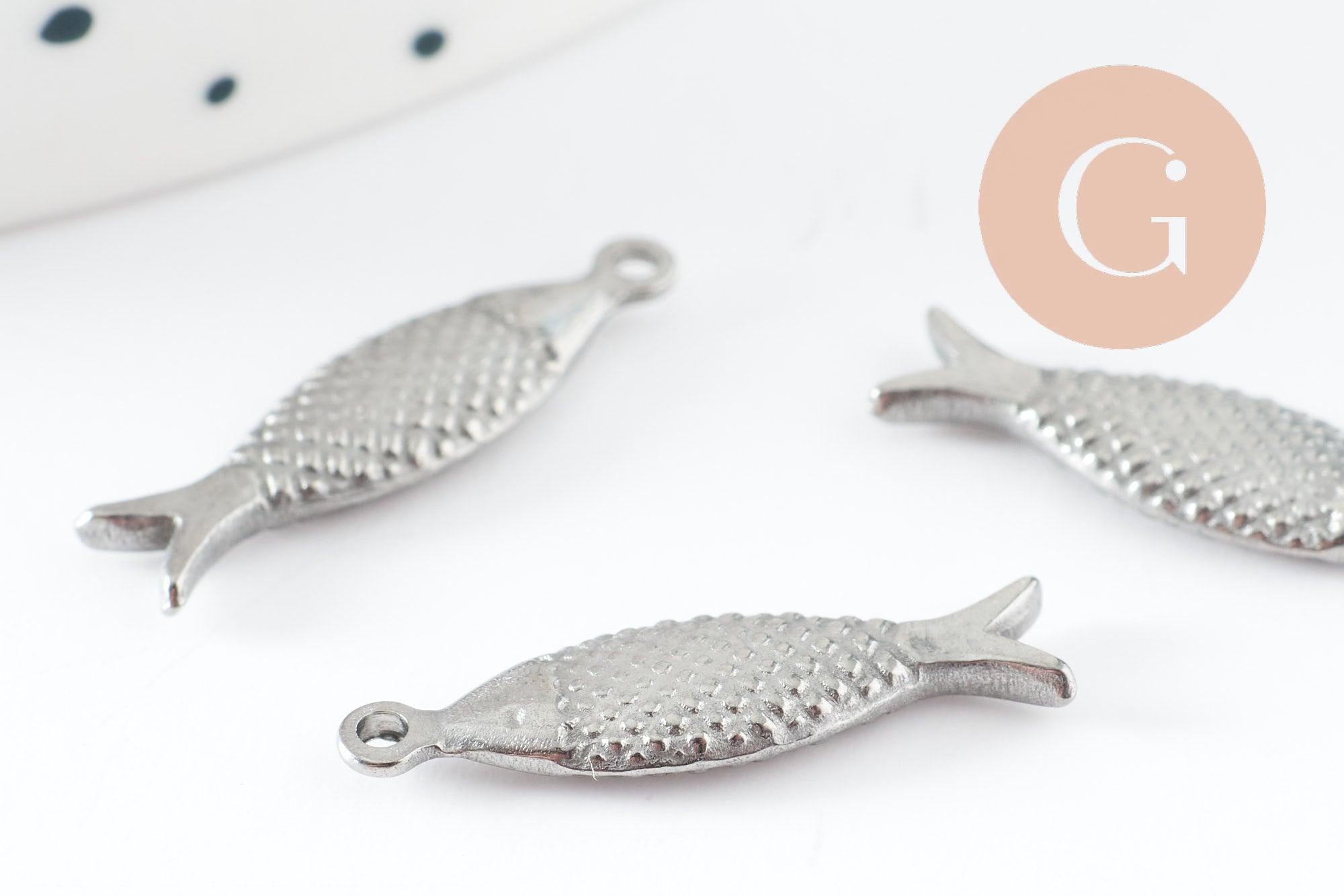 Gingerlily Breloque poisson G9536 acier inoxydable 21mm x1