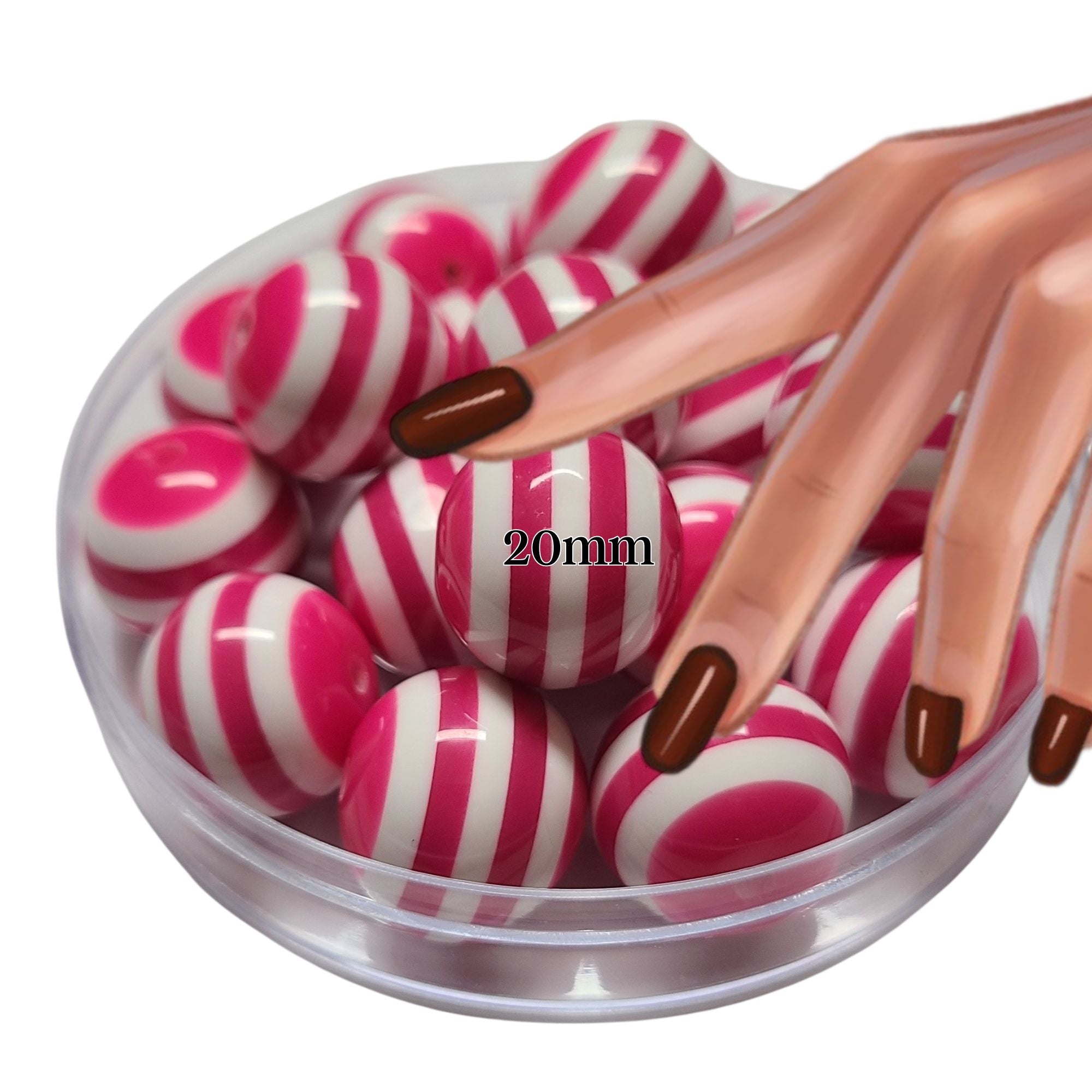 ARTSHOP Boules 20MM 60 perle boule rayé rose x1