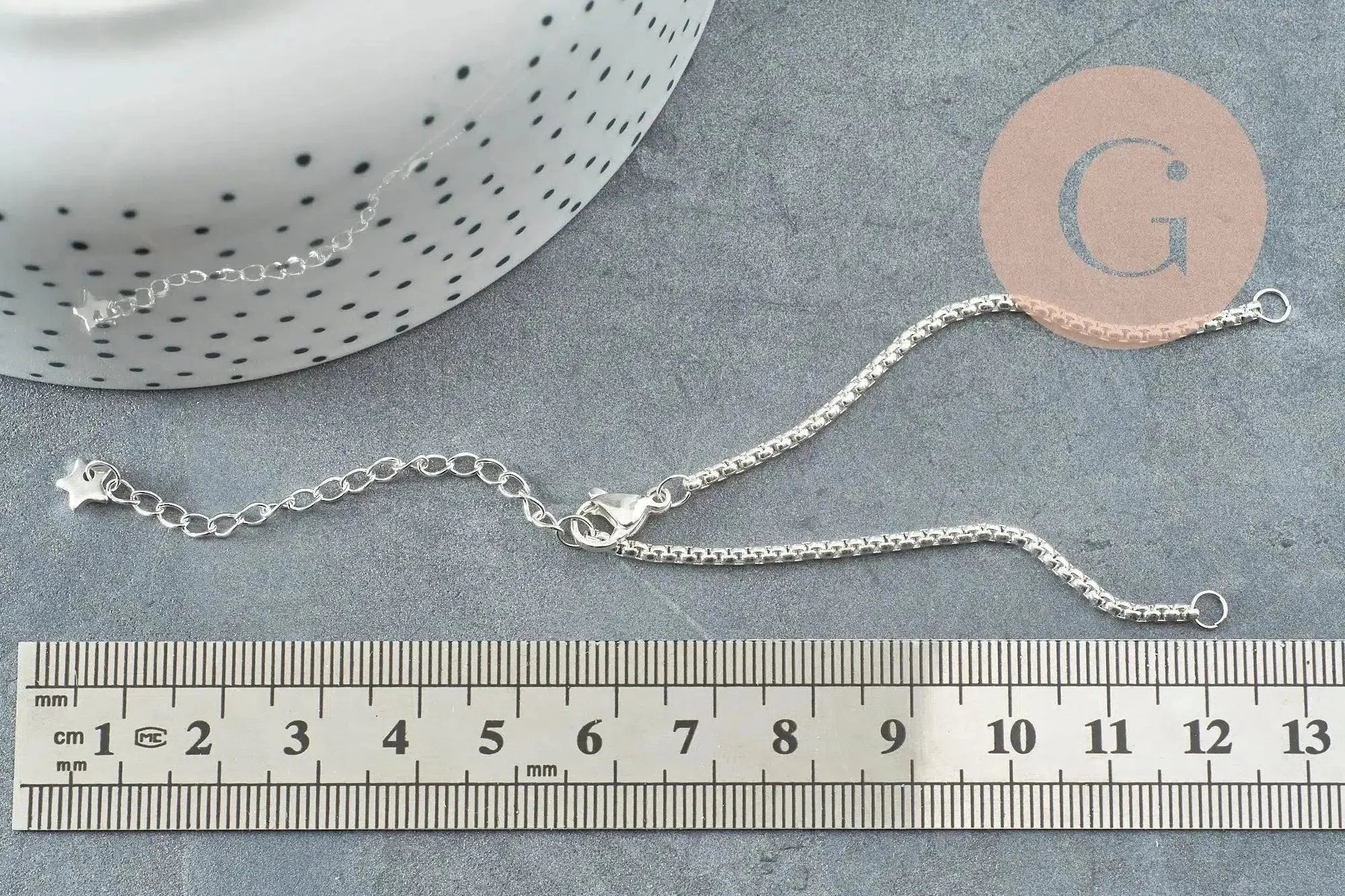 Gingerlily Perles Base bracelet vénitienne acier platine 15,5 cm x1