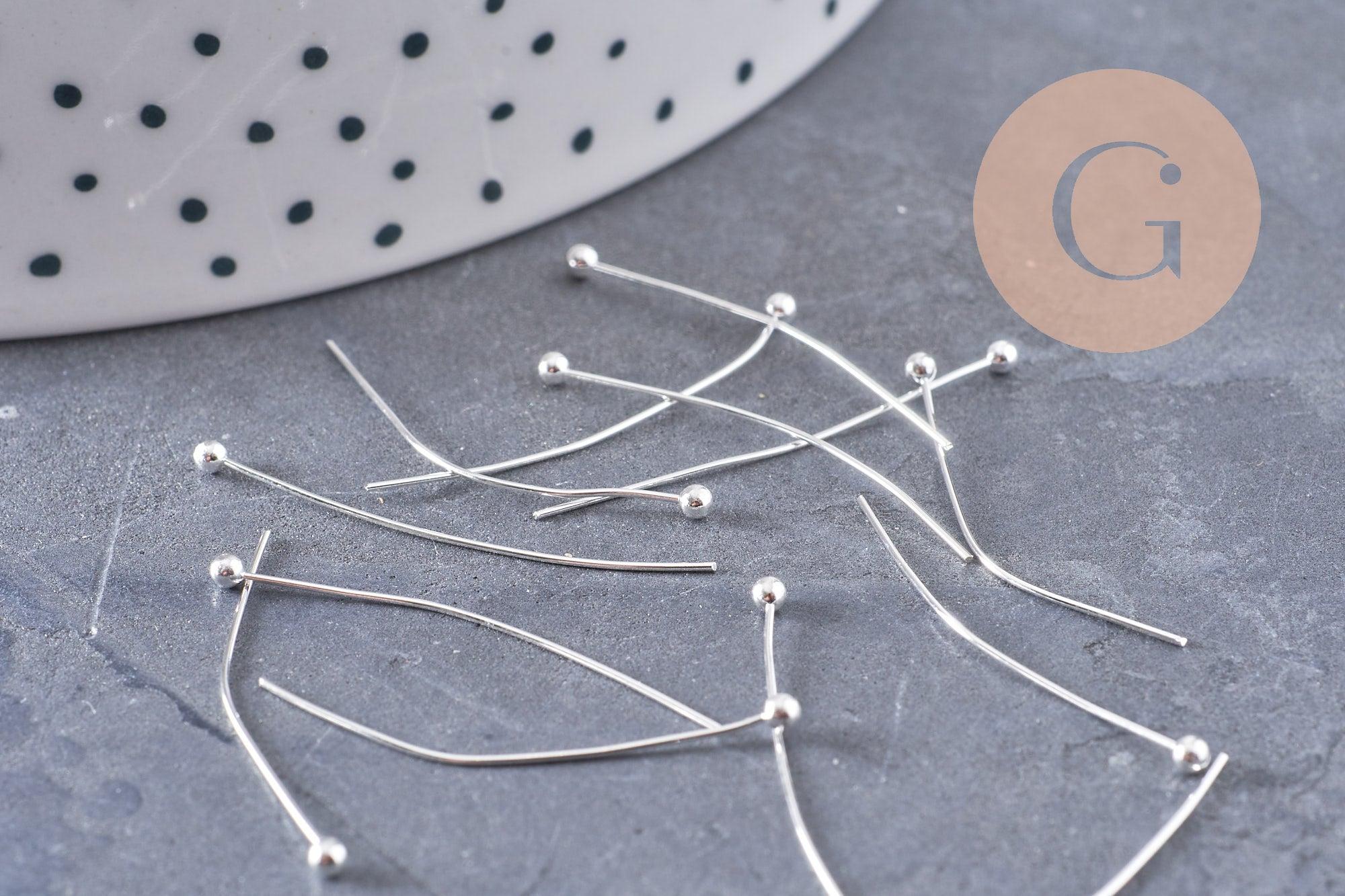 Gingerlily Apprêts DIY tiges clous tête boule argenté 30mm 10g