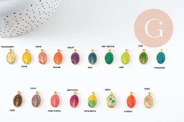 Gingerlily Médaille Vierge G8839-D pendentif émaillé 17,5mm