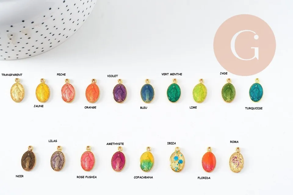 Gingerlily Médaille Vierge G8839-D pendentif émaillé 17,5mm