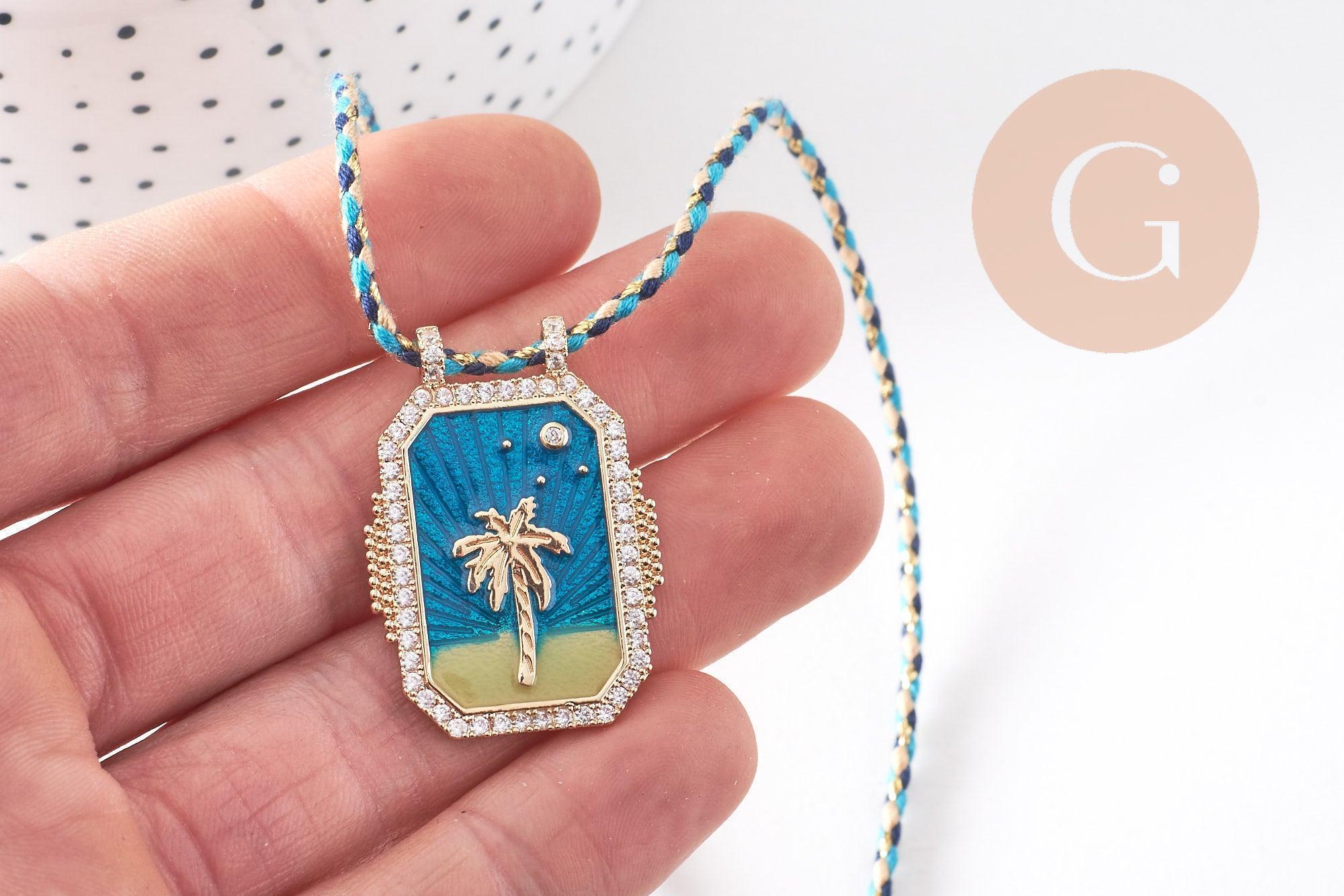 Gingerlily G10364-5 collier palmier turquoise cordon 45cm
