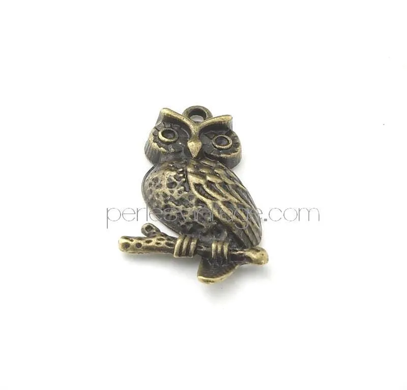 Gingerlily Pendentifs Pendentif hibou bronze 3cm
