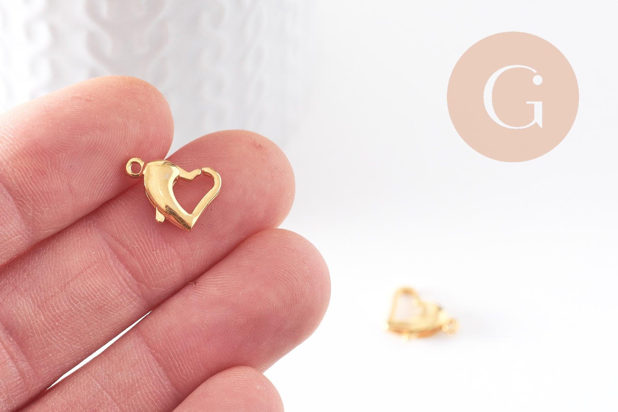 Gingerlily Apprêts fermoir mousqueton cœur doré 14mm x5 acier