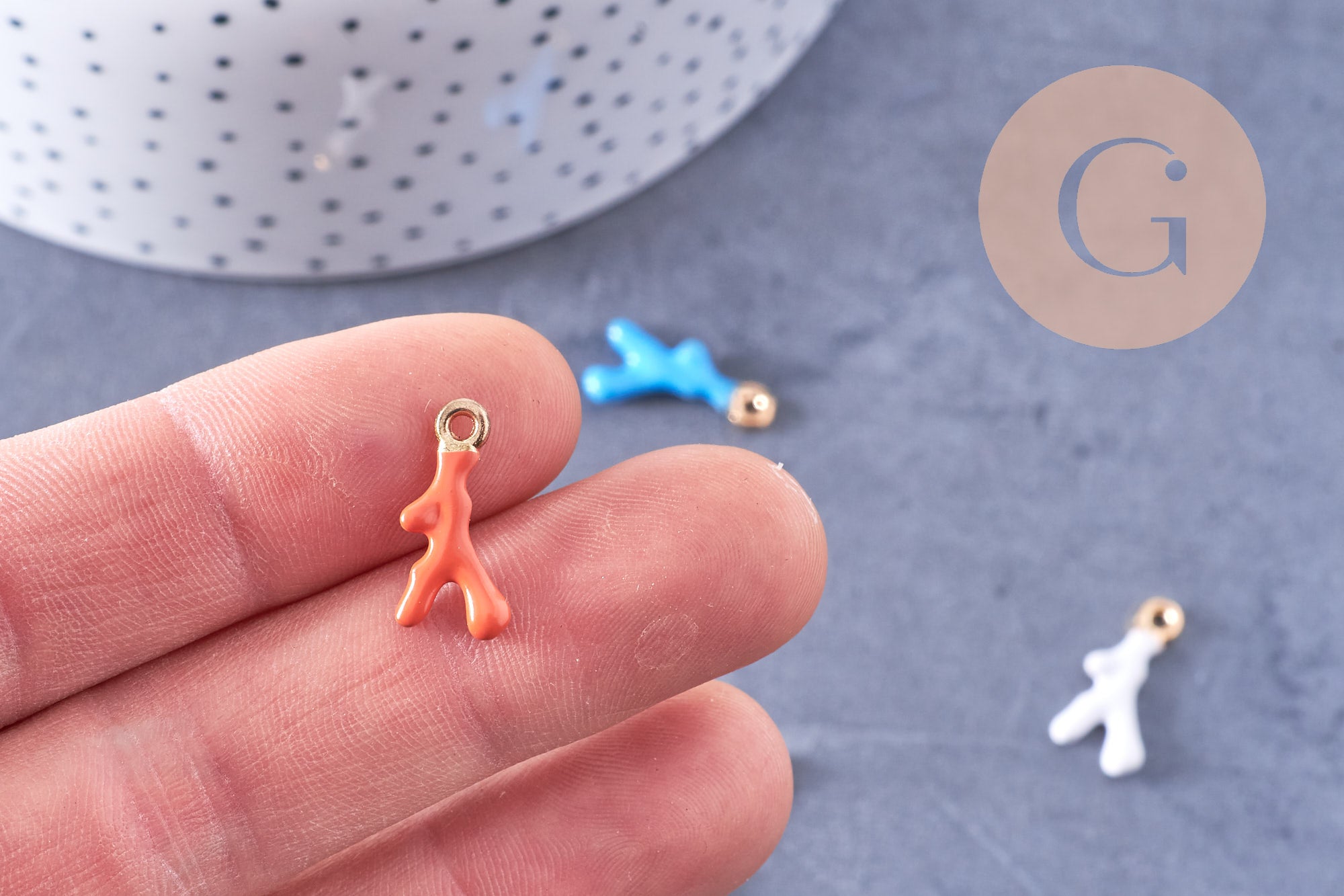 Gingerlily Pendentifs G10638 Pendentif Corail Orange 20mm x2