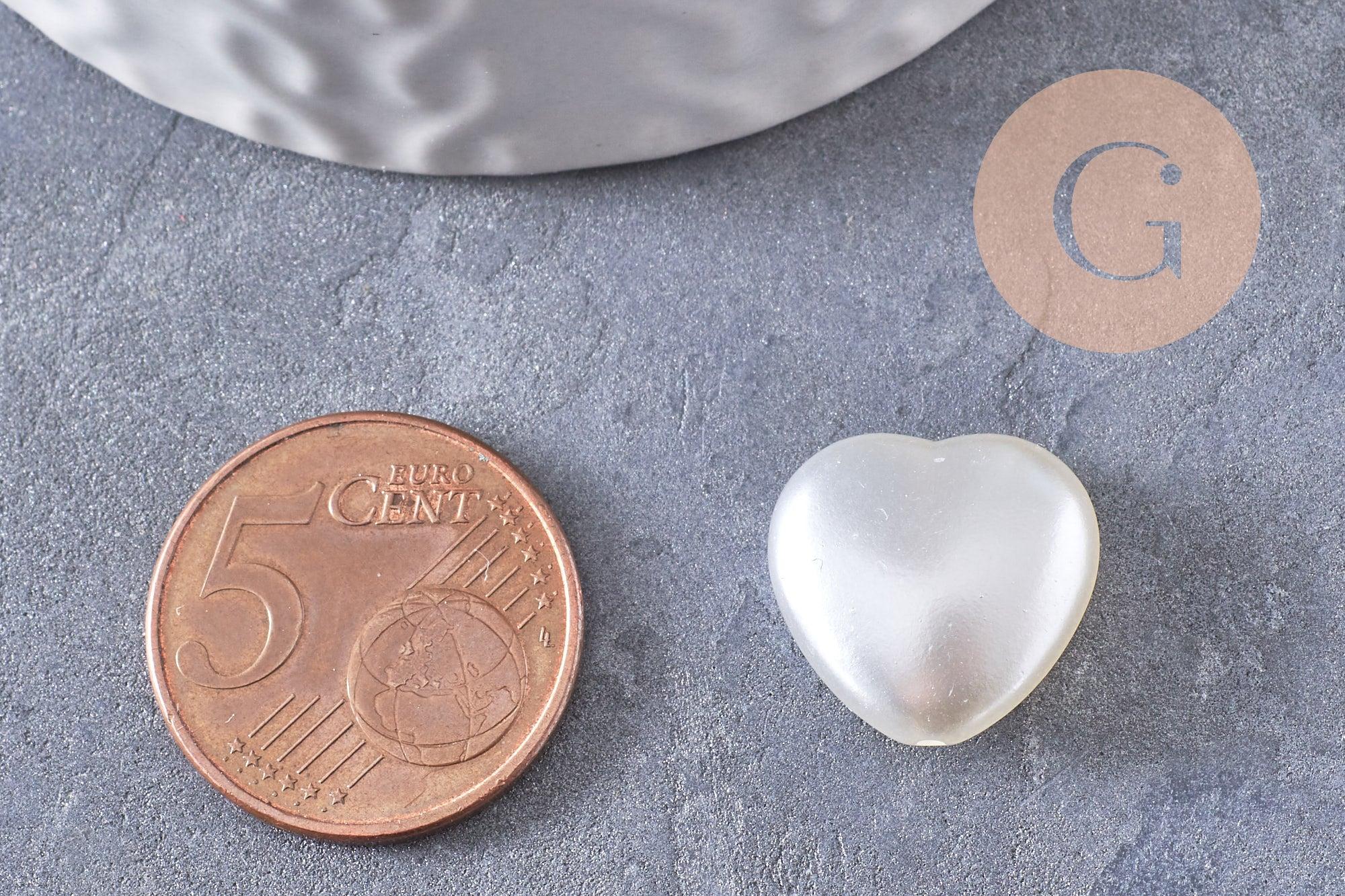 Gingerlily Perle coeur plastique perles 15mm blanc nacré x10