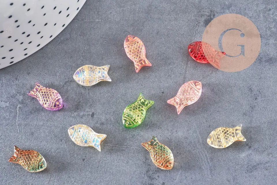 Gingerlily Perle poisson G10822 verre multicolore 15,5mm x10