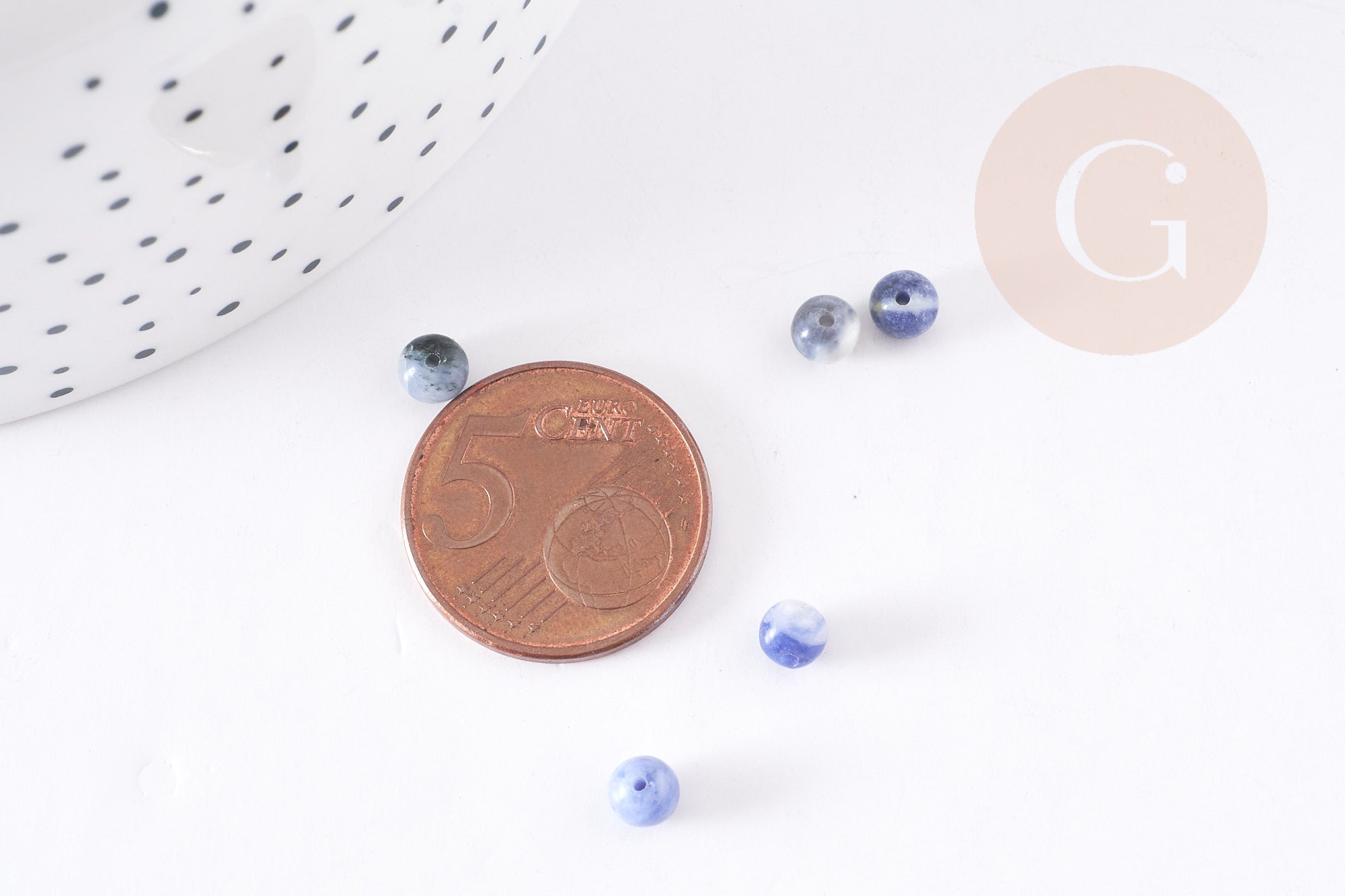 Gingerlily Perles sodalite perles pierre naturelle 4mm x50 bleu marbré