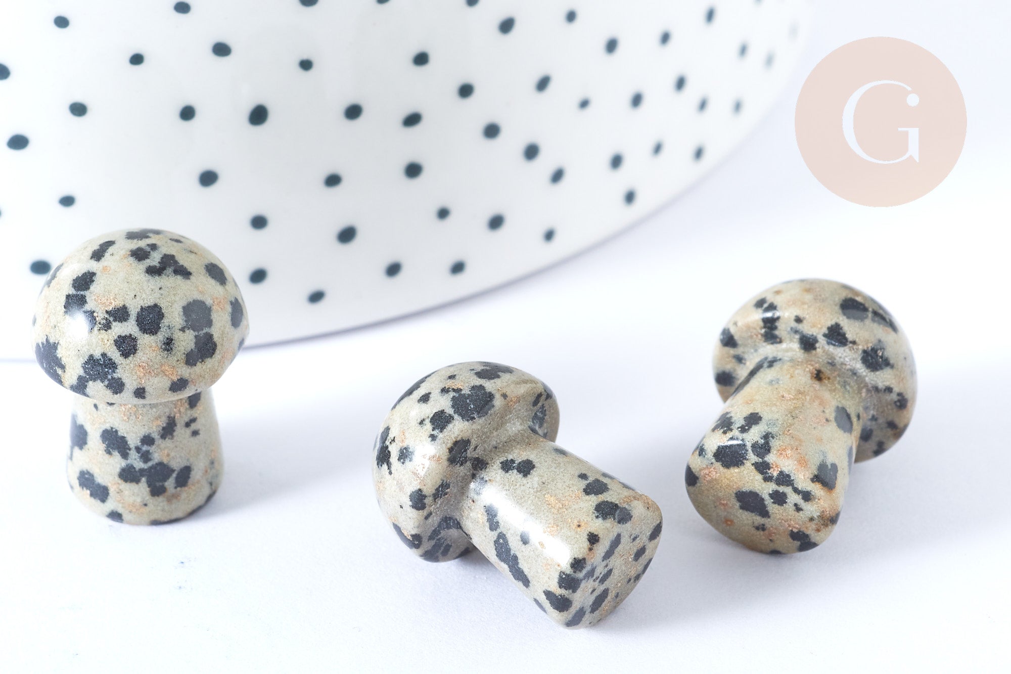 Gingerlily Pierre champignon jaspe dalmatien 20mm x1