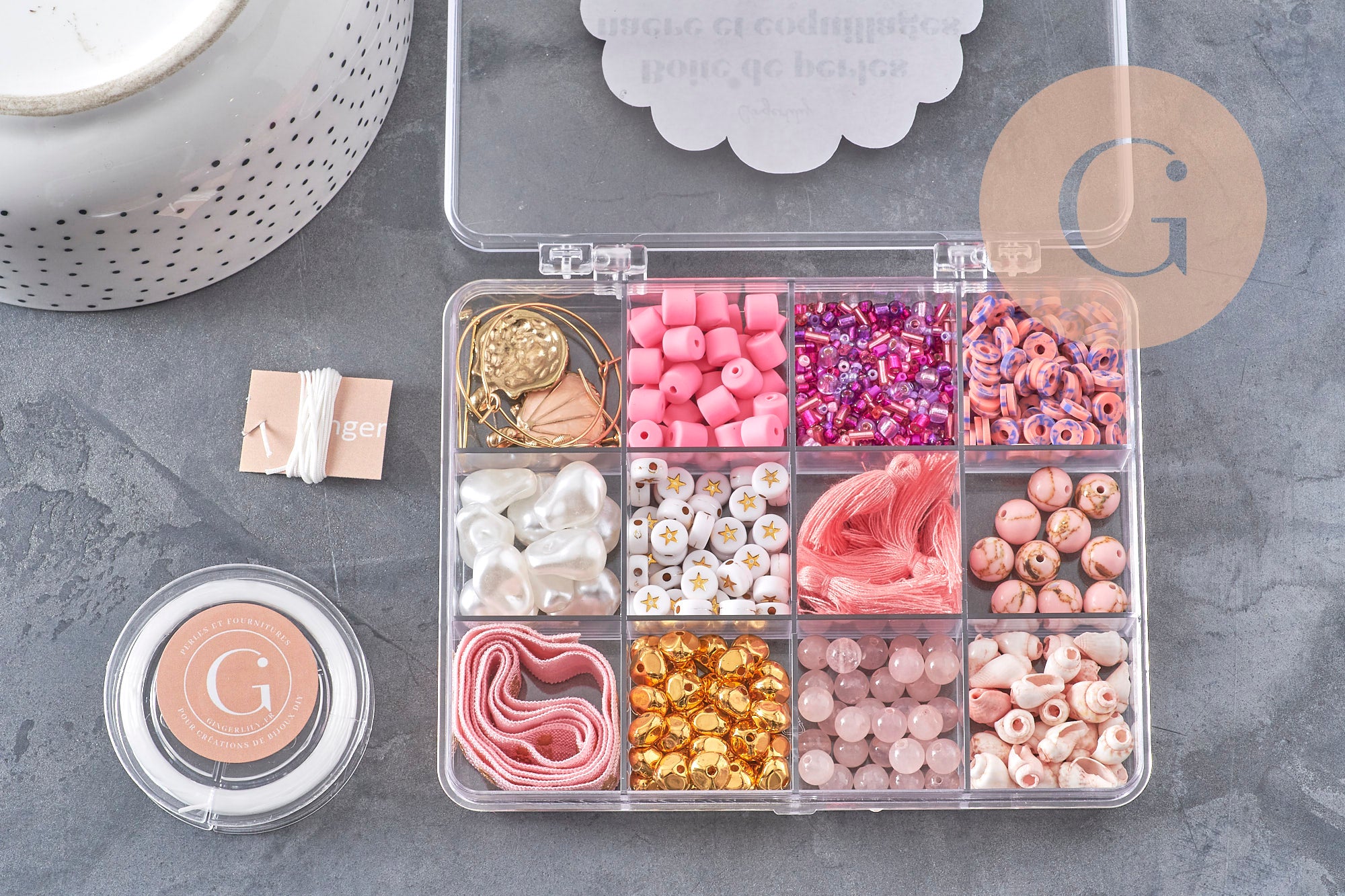 Gingerlily Kit Nacre & Coquillage rose coffret perles x1