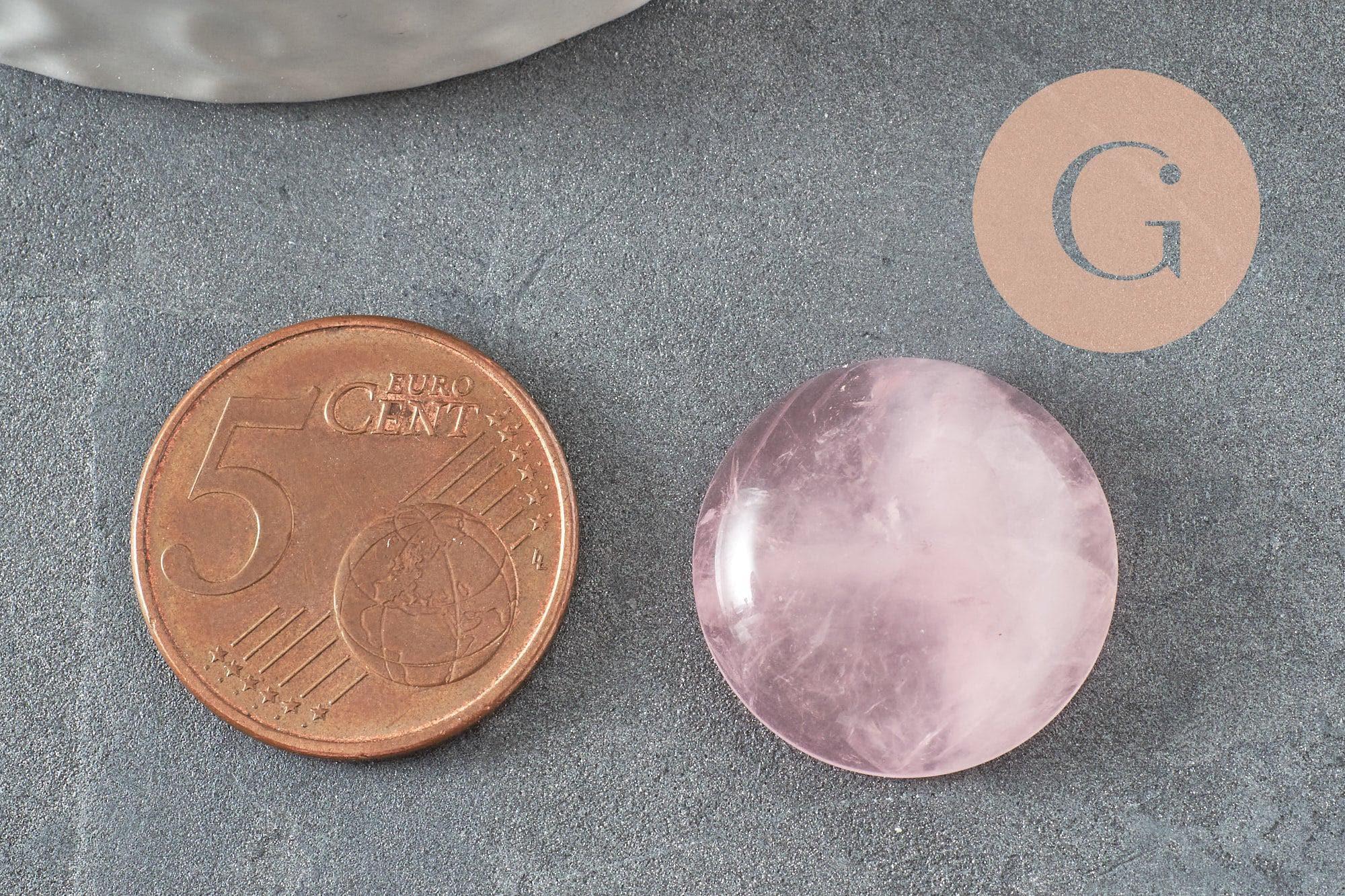 Gingerlily Cabochon quartz rose G9612 rond 20mm x1