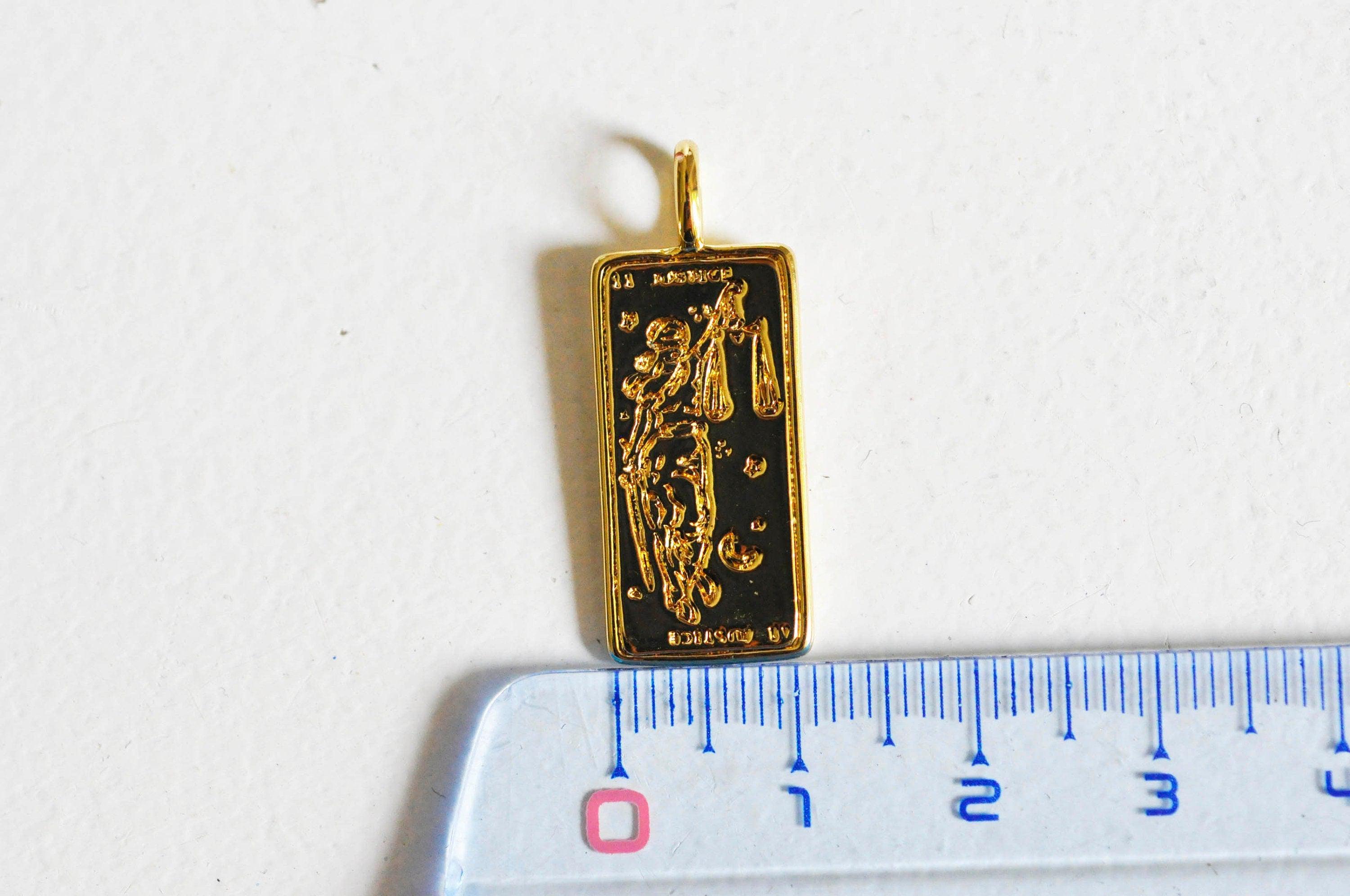 Gingerlily Pendentif médaille Justice G3561 laiton doré 29mm
