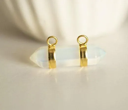 Gingerlily pendentif double pointe opalite blanc 32mm