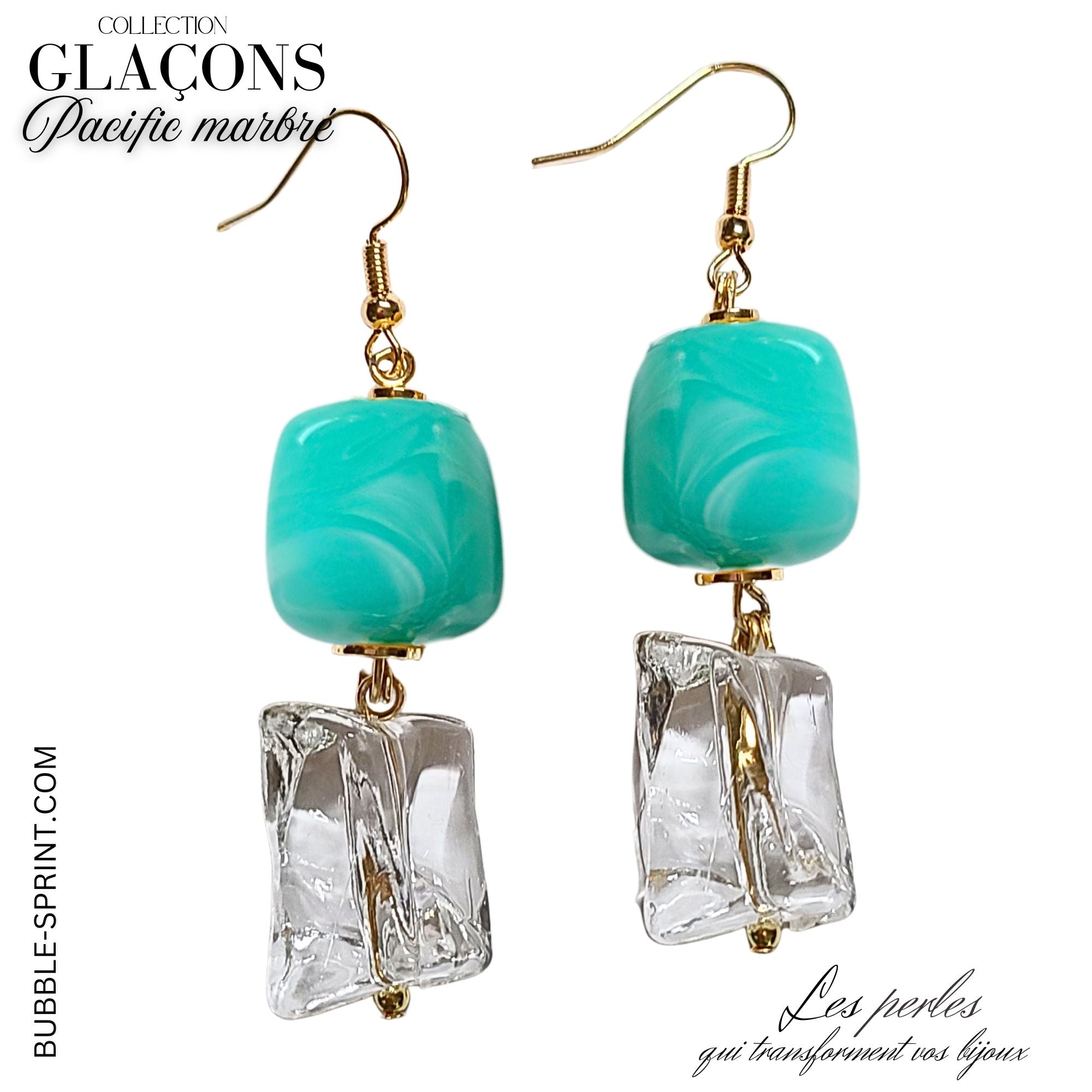 ARTSHOP Prêt-à-porter boucles glaçons pacific marbré 6cm