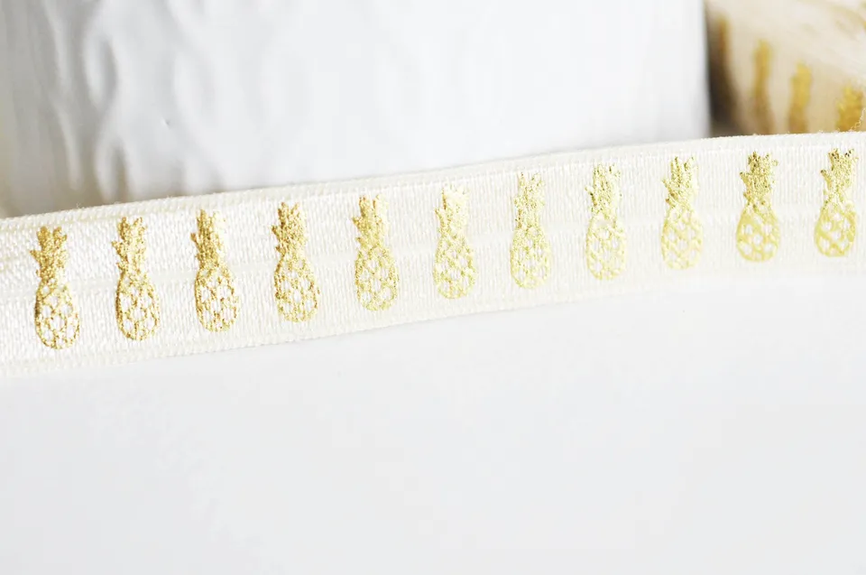 Gingerlily Cordons ruban élastique ananas écru 16mm 1m
