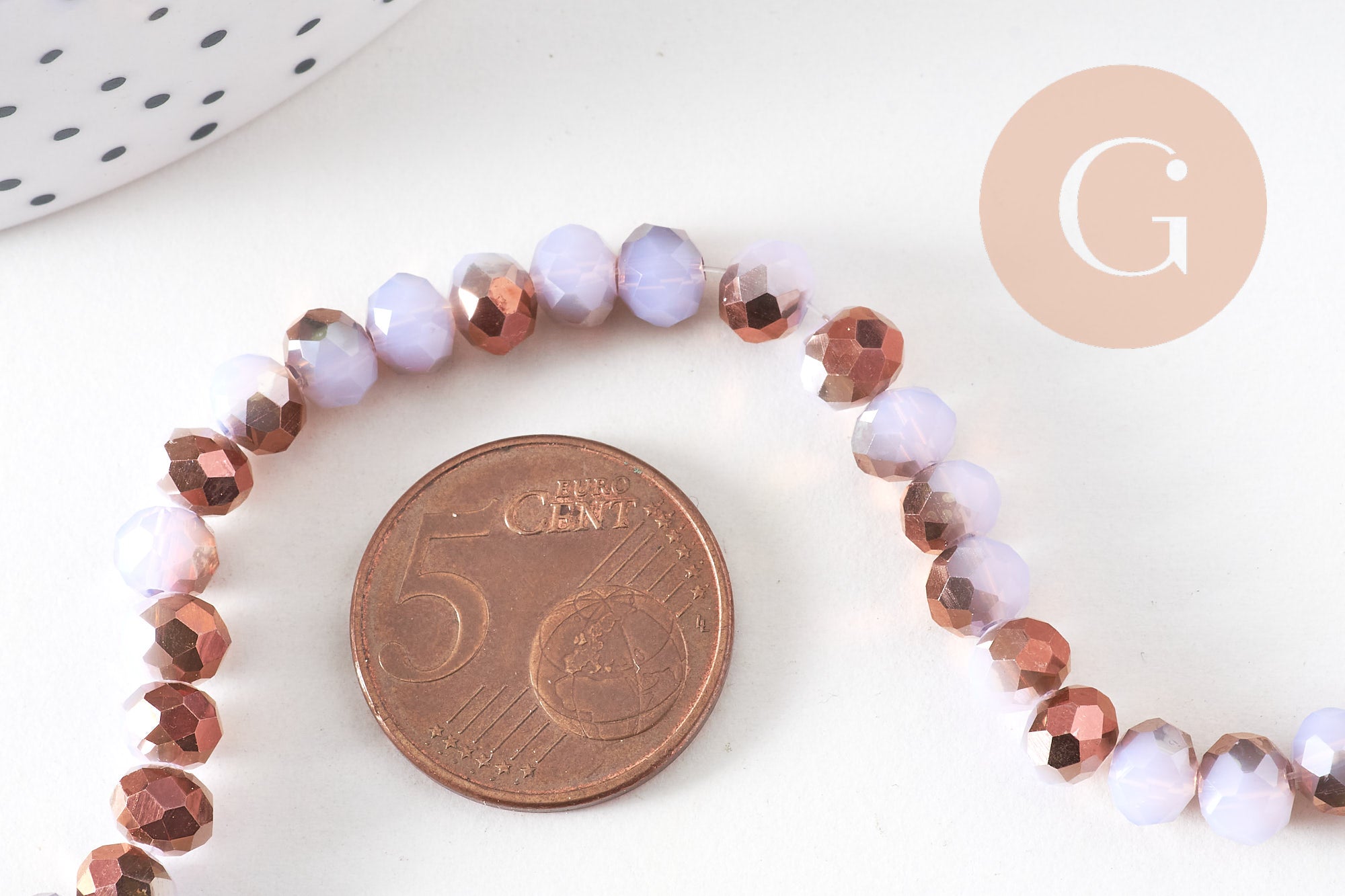 Gingerlily Perles DIY G10754 rondelles cristal blanc doré 6mm fil