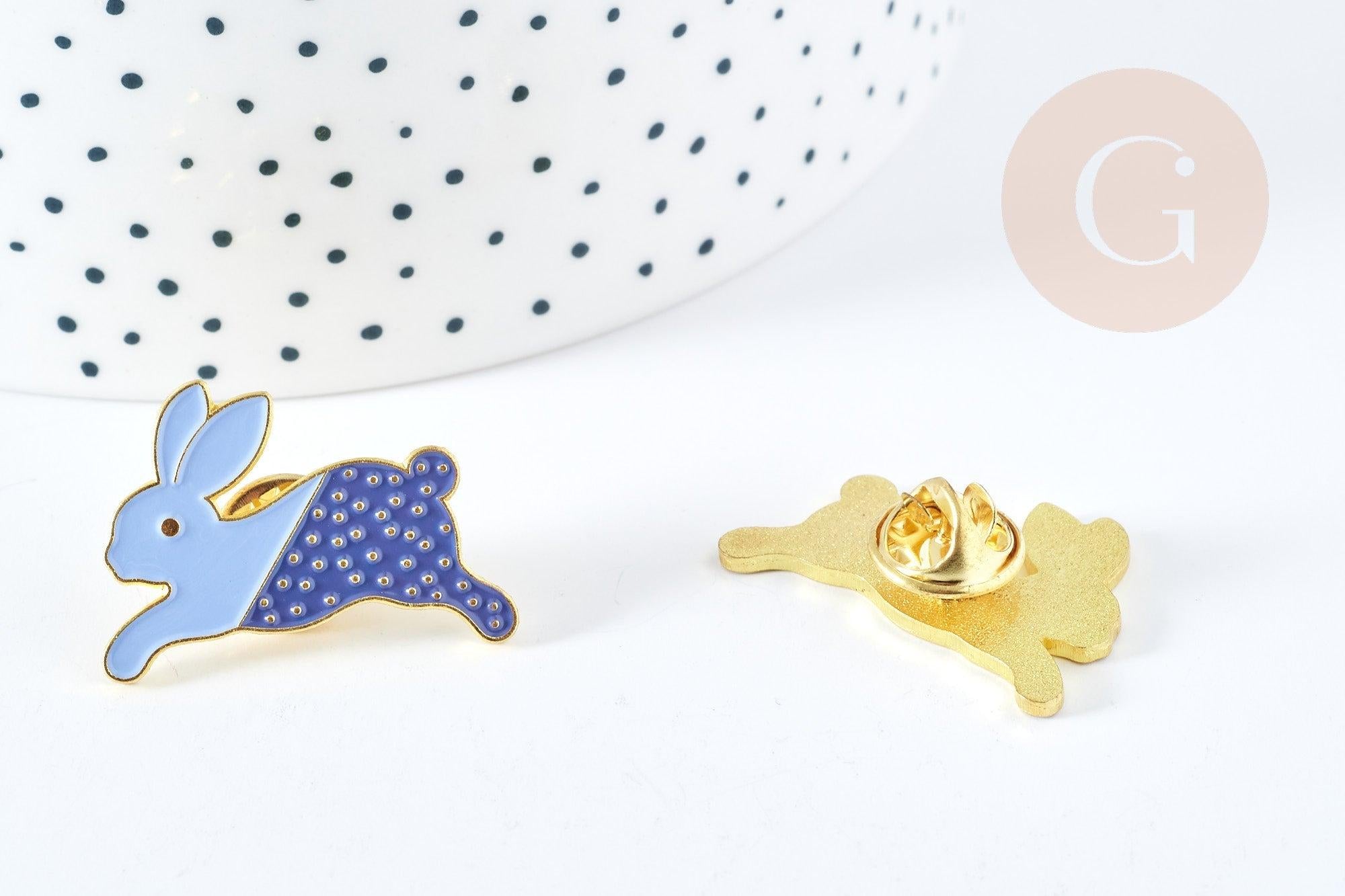 Gingerlily Broches Lapin bicolore doré émail broche 30mm x1