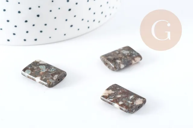 Gingerlily Perles Lakelandite G8271 perle rectangle marron x5 20x15mm