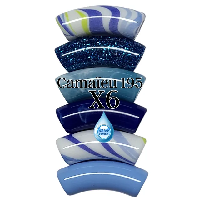 ARTSHOP Camaïeu 195 lot 6 perles tubes bleus 12MM