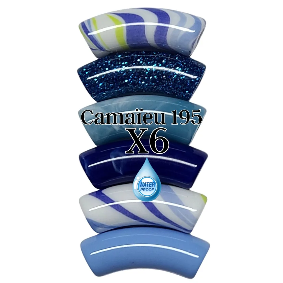 ARTSHOP Camaïeu 195 lot 6 perles tubes bleus 12MM