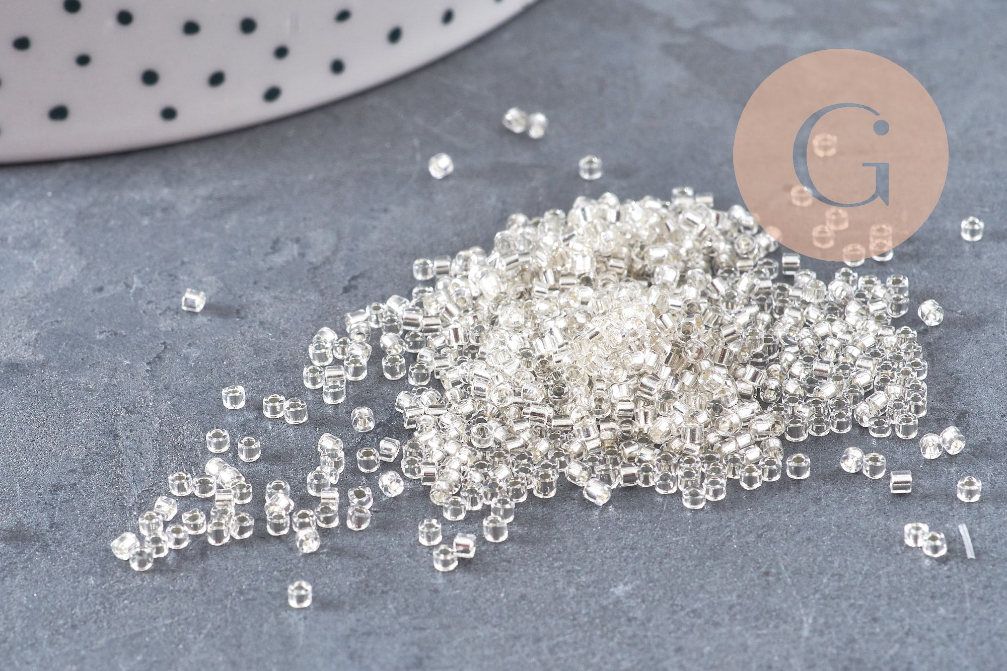 Gingerlily Perles pour bijoux DIY G10909 perle tube verre blanc argent 8g