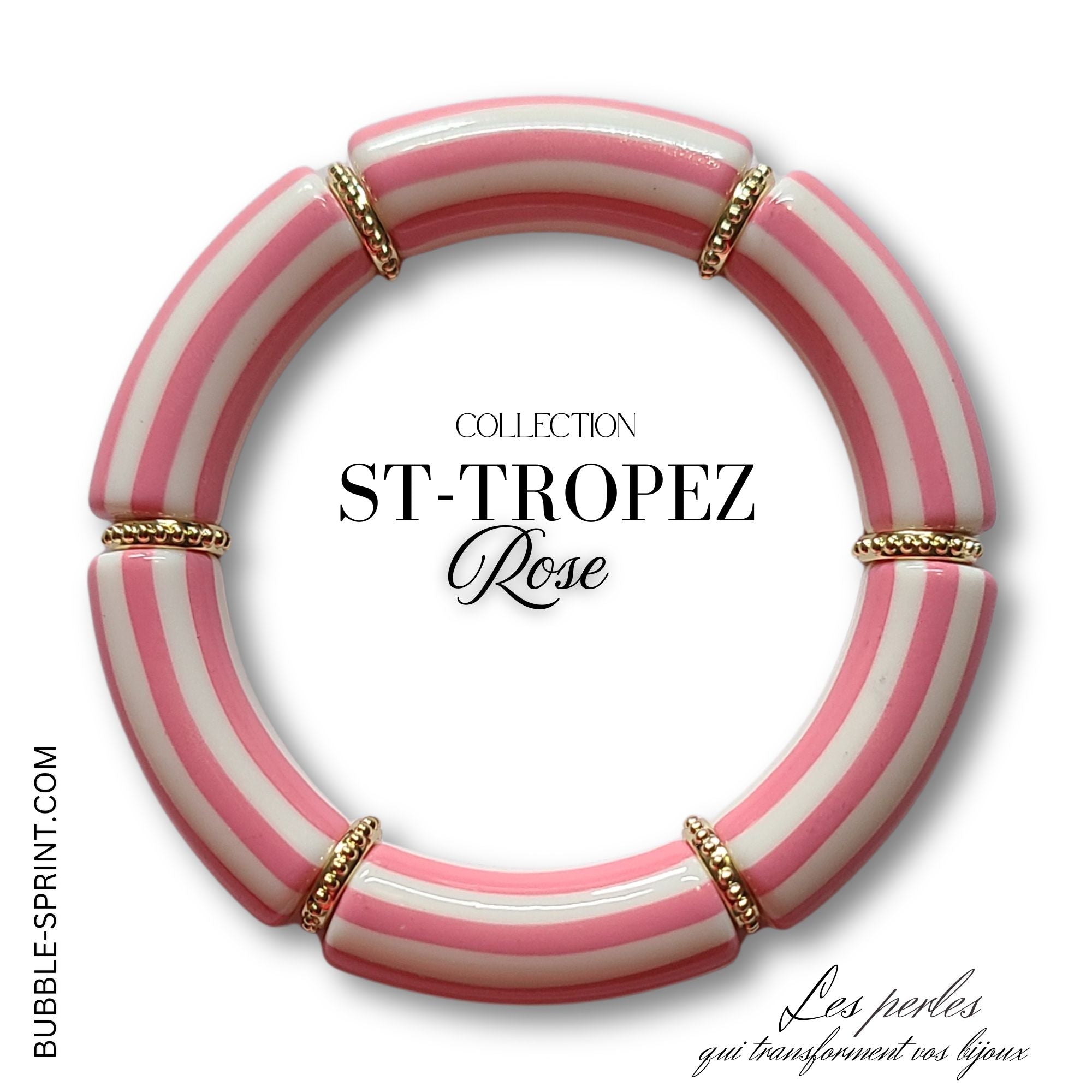 ARTSHOP Tubes à Rayures 451 perle tube rose 12mm x1