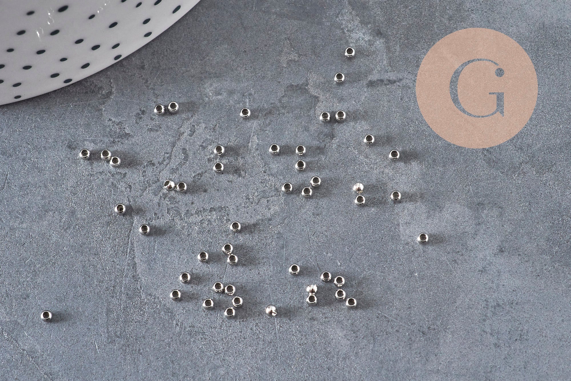 Gingerlily perles à écraser acier inox 2mm x50 platine