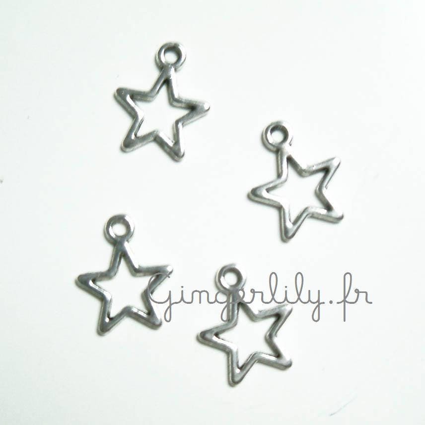 Gingerlily Pendentifs Breloques Étoiles Argent 12mm x5