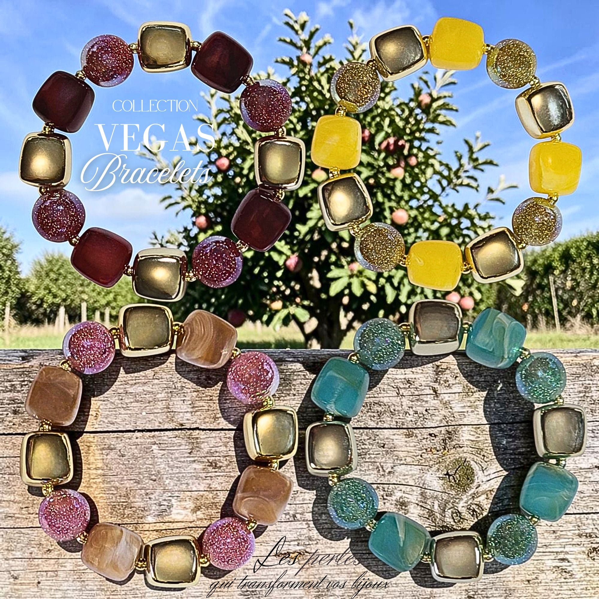 ARTSHOP Vegas bracelet Céladon monté élastique 5,5 cm
