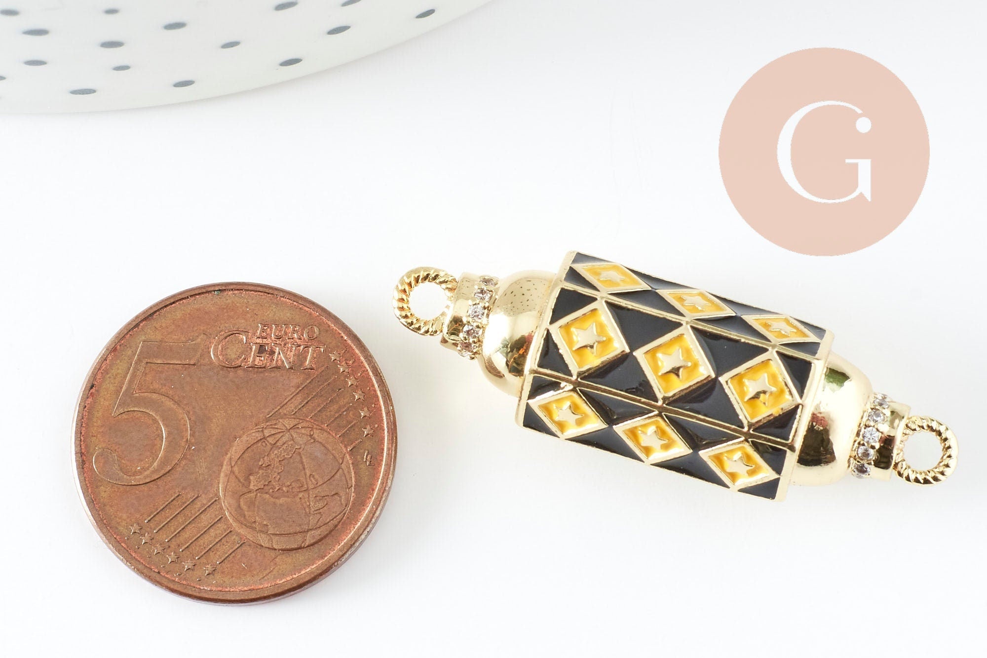 Gingerlily Pendentifs DIY G9433 tube talisman damier 34mm