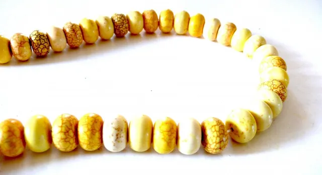 Gingerlily Howlite perles rondelle jaune 14mm x5
