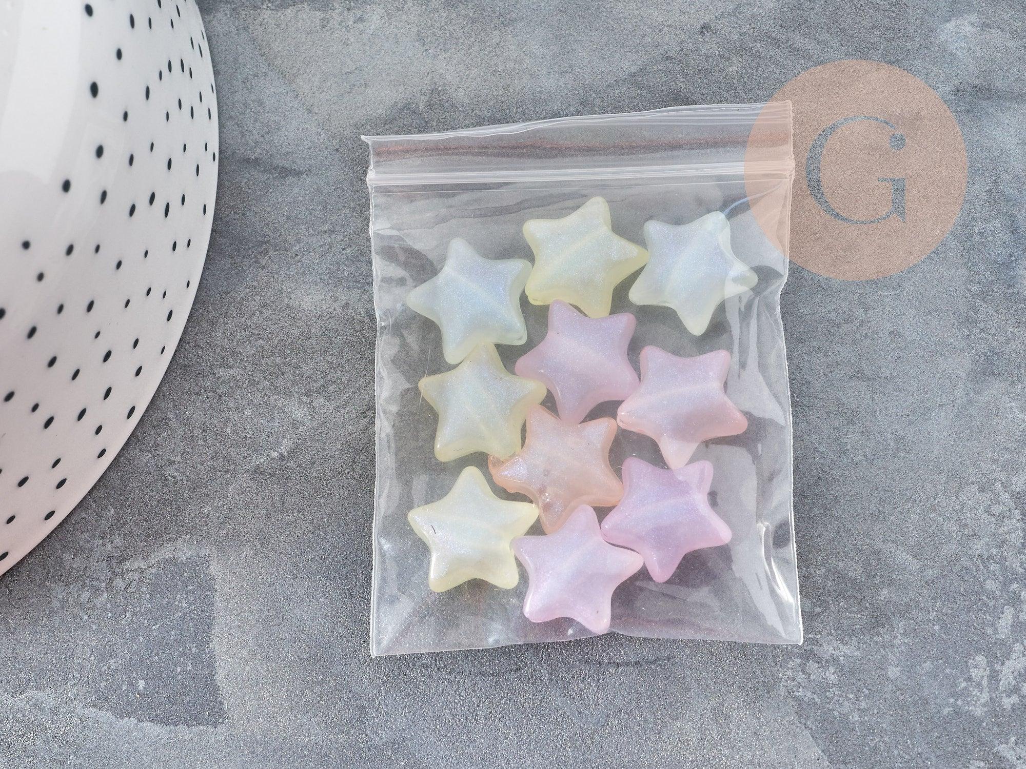 Gingerlily G9030 perle étoile acrylique 14mm pastels x10