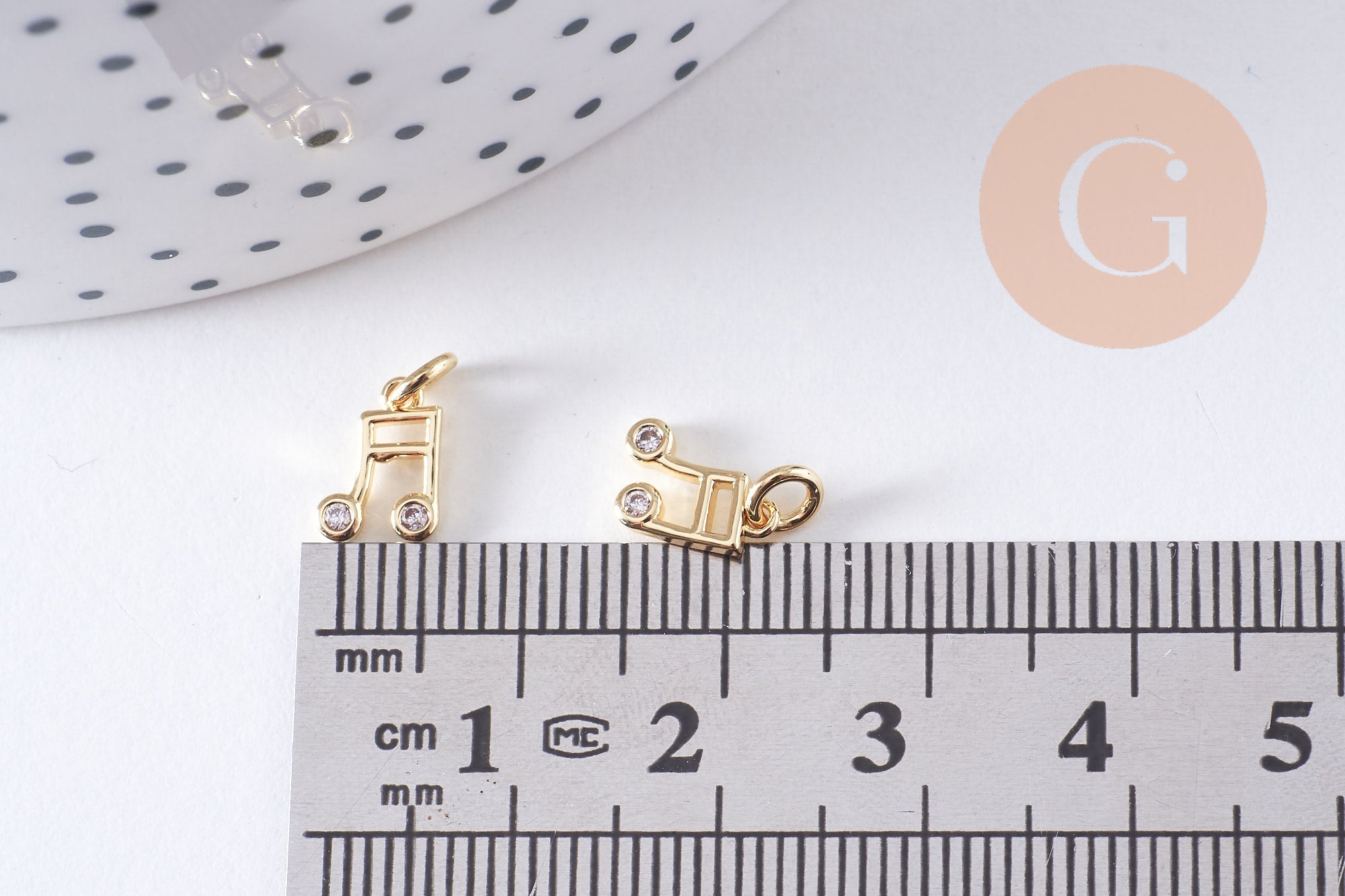 Gingerlily Pendentif note de musique laiton doré 8.5mm x1